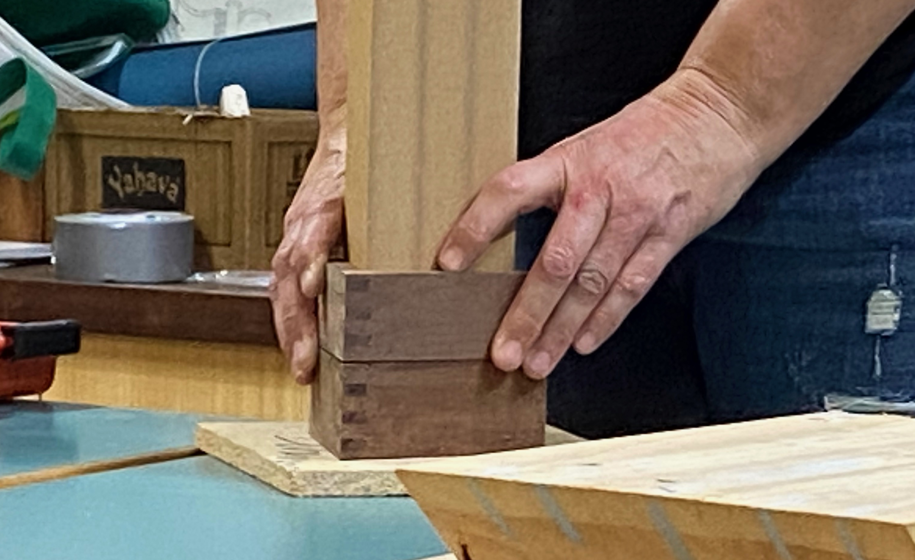 Photo of the jig to make angled floating tenons for mitre joinery