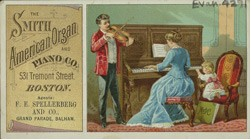 Historical image of people playing the organ