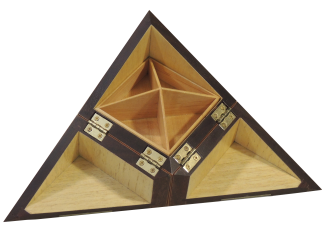 Photo of an artistic box shaped like a pyramid