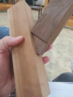 Photo of an open mortice and tenon joint.